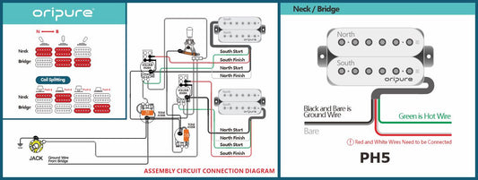 HH-2T2V(COIL SPILTING) OriPure Pickups Wiring Diagram - 14