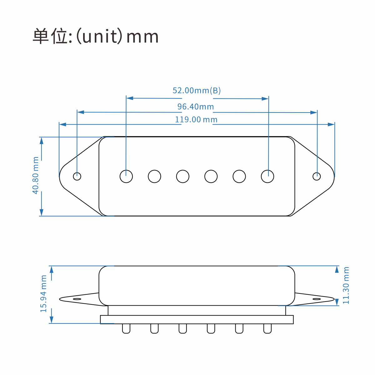OriPure JDPY201 Alnico II P-90 “Dog ear” Single Coil Pickup, Cream or Black