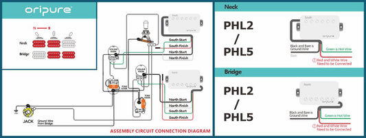 LP-2T2V OriPure Pickups Wiring Diagram