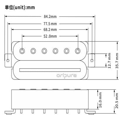 OriPure PSB2 Alnico Rail/Hex Hybrid Open Humbucker